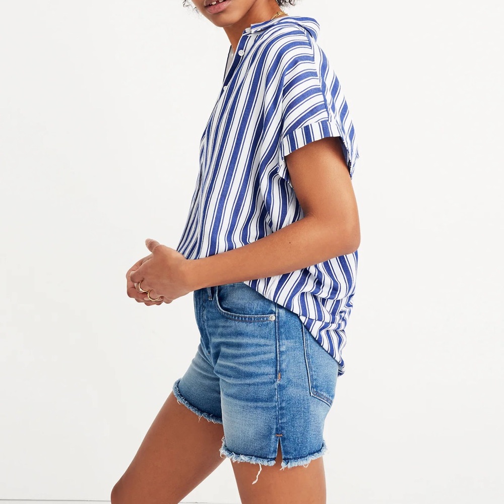 Madewell Blue and White Striped Women's Top - Picture 2 of 4